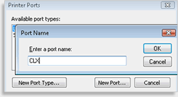 From the Port Name window, enter CLX and then click OK.